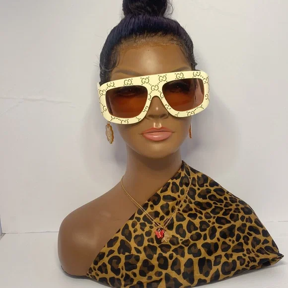 New - Gucci Rectangular Sunglasses with GG0983s Ivory 
